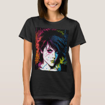 Joan Jett Homage Rock Star Rainbow Neon T-Shirt 