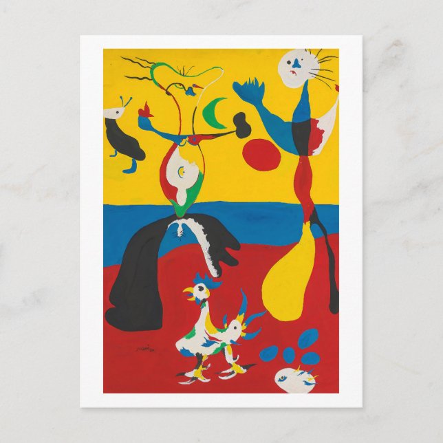joan miro paintings art, abstract art postcard (Front)