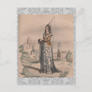 Joan of Arc Mediaeval French fashion costume lace Postcard