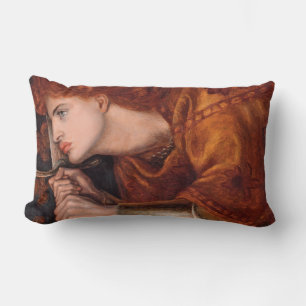 Joan of Arc (Portrait) (by Dante Gabriel Rossetti) Lumbar Cushion