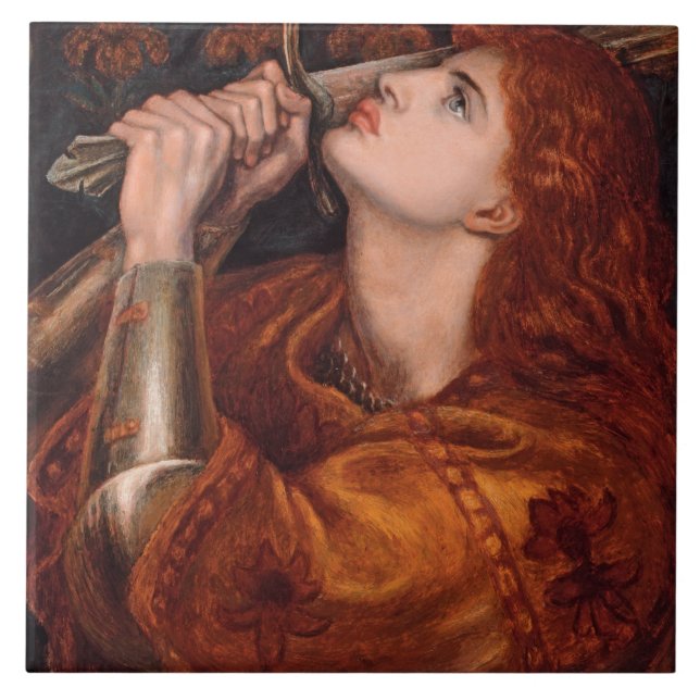 Joan of Arc (Portrait) (by Dante Gabriel Rossetti) Tile (Front)