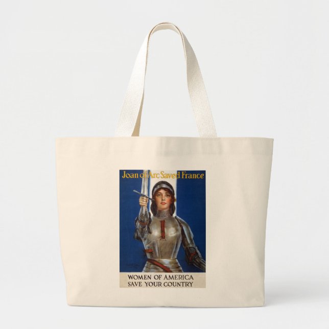 Joan of Arc: The Maid of Orleans, Knight Heroine Large Tote Bag (Front)