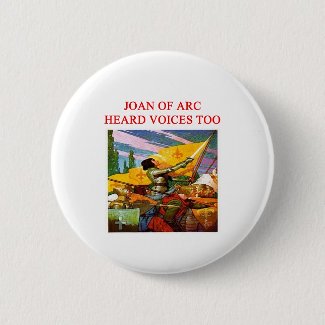 joan of arc voice psycho design 6 cm round badge (Front)