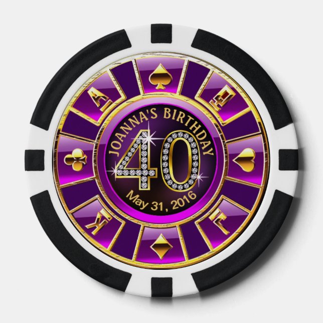 Joanna's Las Vegas 40th Birthday Casino | purple Poker Chips (Front)