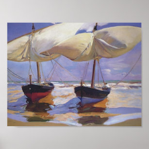 Joaquín Sorolla- Beached Boats Poster