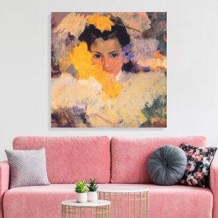 Joaquin Sorolla - Girl with Flowers Canvas Print
