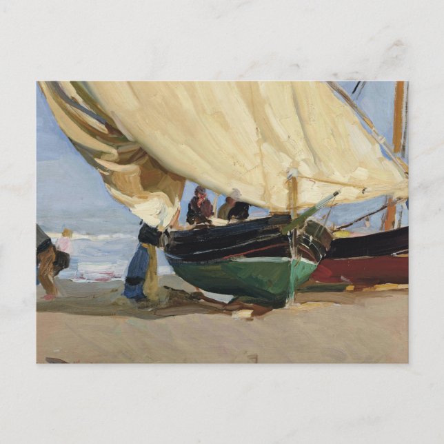 Joaquin Sorolla - Pescadores. Barcas varadas Postcard (Front)