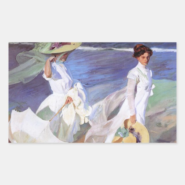 Joaquin Sorolla Women Walking Beach Rectangular Sticker (Front)