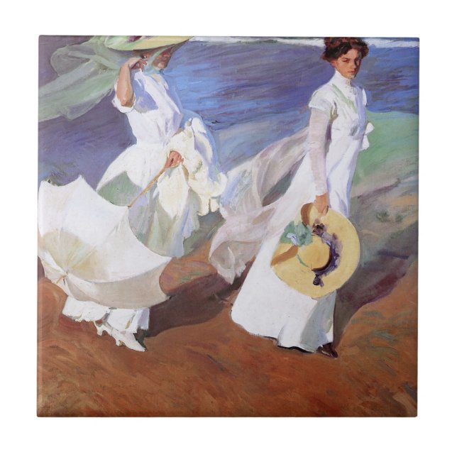 Joaquin Sorolla Women Walking Beach Tile (Front)