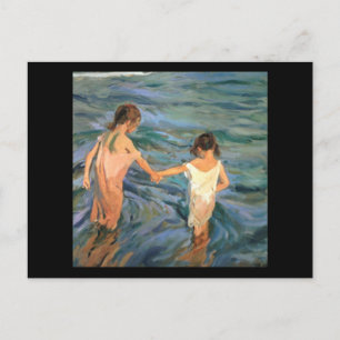 Joaquín Sorolla y Bastida Children in the Sea Postcard