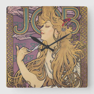 Job (1896) by Alphonse Mucha Square Wall Clock