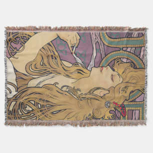 Job (1896) by Alphonse Mucha  Throw Blanket