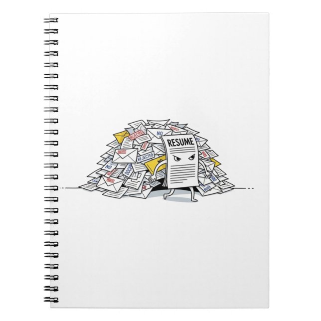 Job Hunt Noteboo - Funny Resume Rejection Cartoon  Notebook (Front)