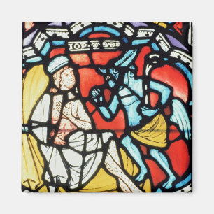 Job tormented by the Devil, 12th century (stained Magnet