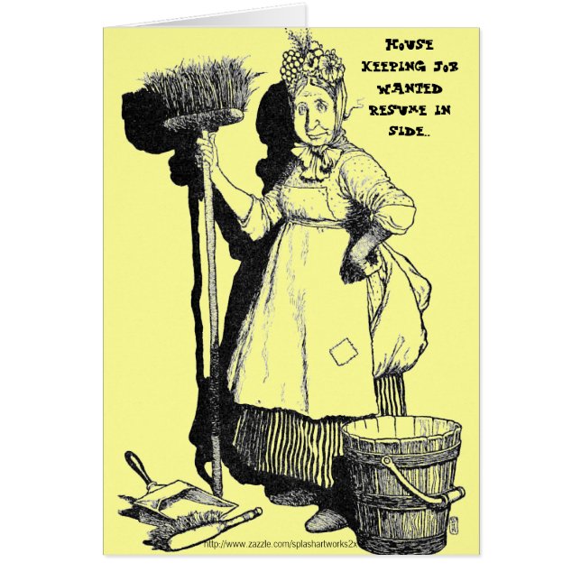 "Job Wanted: HOUSE-KEEPER" (Front)