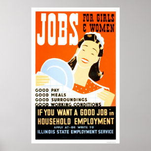 Jobs For Girls Women 1936 WPA Poster