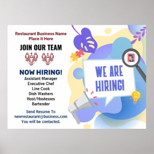 Jobs Help Wanted Now Hiring Custom Poster Sign