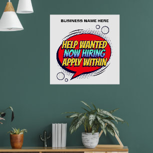 Jobs Help Wanted Now Hiring Employees Custom Poster