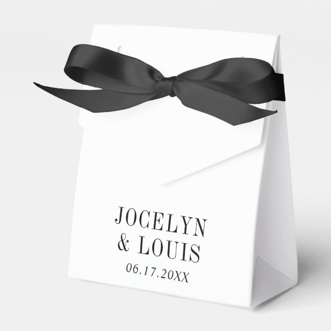 Jocelyn Black and White Modern Wedding Favour Box (Front Side)