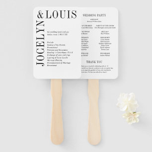Jocelyn Black and White Modern Wedding Program Hand Fan