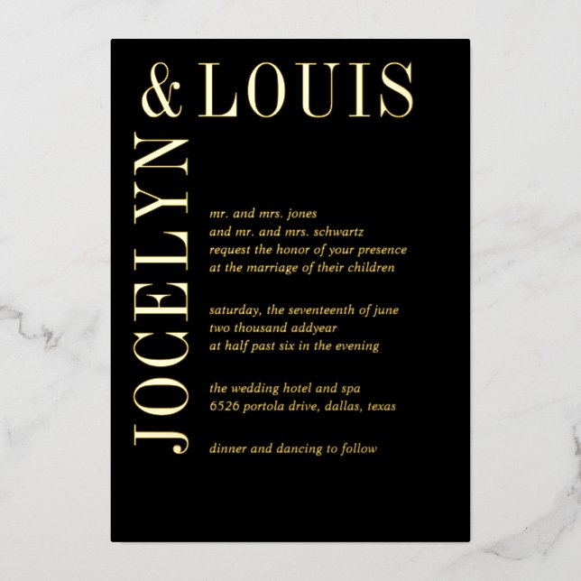 Jocelyn Black Modern Wedding (Front)