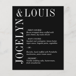 Jocelyn Black Modern Wedding Menu