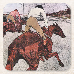 Jockey and Race Horse, Lautrec Square Paper Coaster