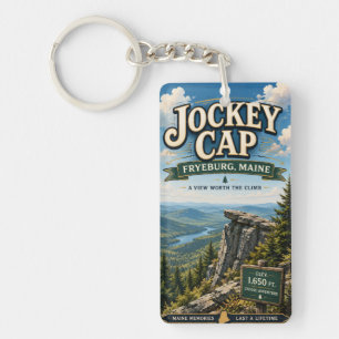 Jockey Cap Fryeburg Maine Rectangle Acrylic Key Ring