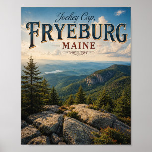 Jockey Cap Fryeburg Maine Vintage Mountain Vista Poster