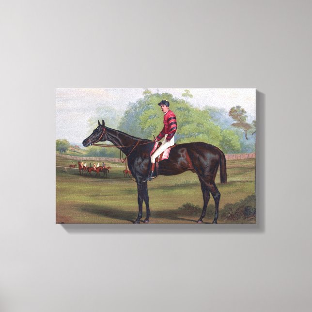 Jockey on Racehorse Vintage Painting Canvas Print (Front)