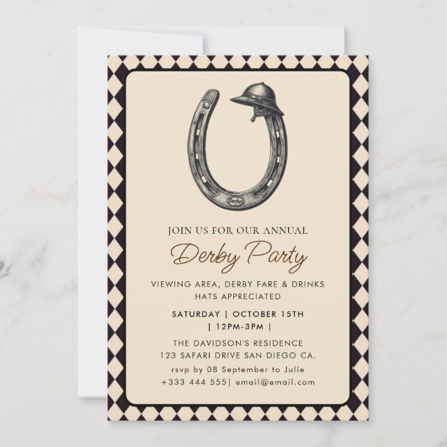  Jockey Race Horse Derby Party  Invitation (Front)