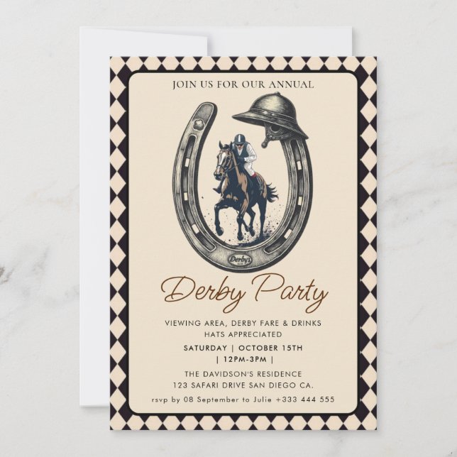  Jockey Race Horse Derby Party  Invitation (Front)