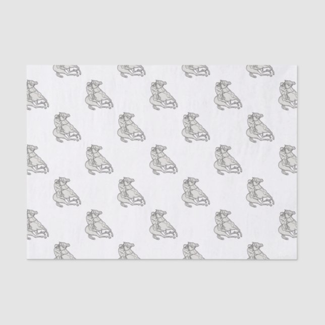Jockey Riding Thoroughbred Horse Mono Line Tissue Paper (Front)