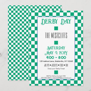 Jockey Silk Blocks Green and White Derby Invitation