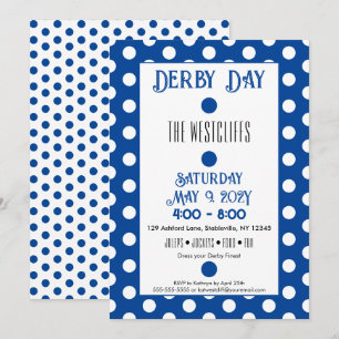 Jockey Silk Dots Blue and White Derby Party Invitation