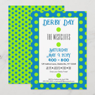Jockey Silk Dots Green and Blue Derby  Invitation