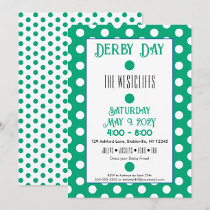 Jockey Silk Dots Green and White Derby Party Invitation