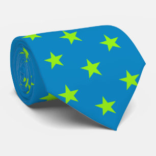 Jockey Silks Blue with Lime Green Stars Derby Tie