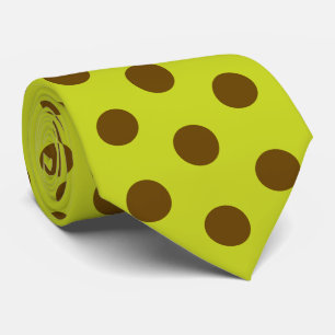 Jockey Silks Chartreuse Green & Brown Dots Derby Tie