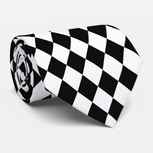 Jockey Silks Diamond Black and White Neck Tie