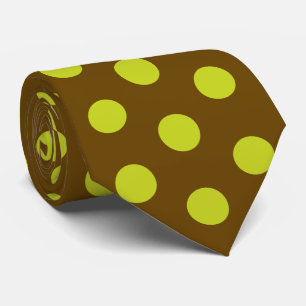Jockey Silks Dots Chartreuse Green & Brown Derby Tie