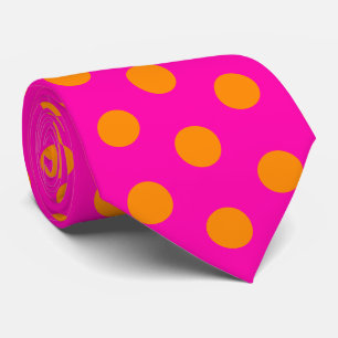 Jockey Silks Dots Hot Pink and Orange Derby Tie