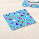 Jockey Silks Pattern on Bright Blue Square Paper Coaster<br><div class="desc">Colourful jockey silks outfits pattern,  on a bright blue background. Ideal for gamblers,  bookmakers,  jockeys,  horse riders,  and horse racing fans.</div>
