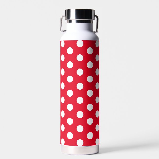 Jockey Silks Polka Dots White on Red Water Bottle (Front)