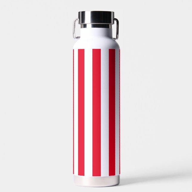 Jockey Silks Stripes Red and White Water Bottle (Front)