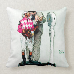 Jockey Weighing In by Norman Rockwell Cushion