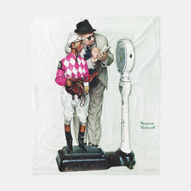 Jockey Weighing In by Norman Rockwell Fleece Blanket (Front)
