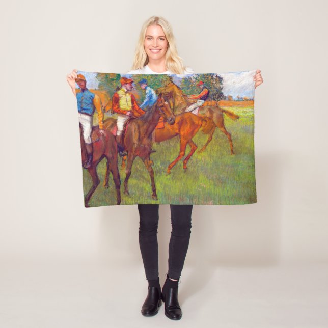 Jockeys and Race Horses, Edgar Degas Fleece Blanket (In Situ)