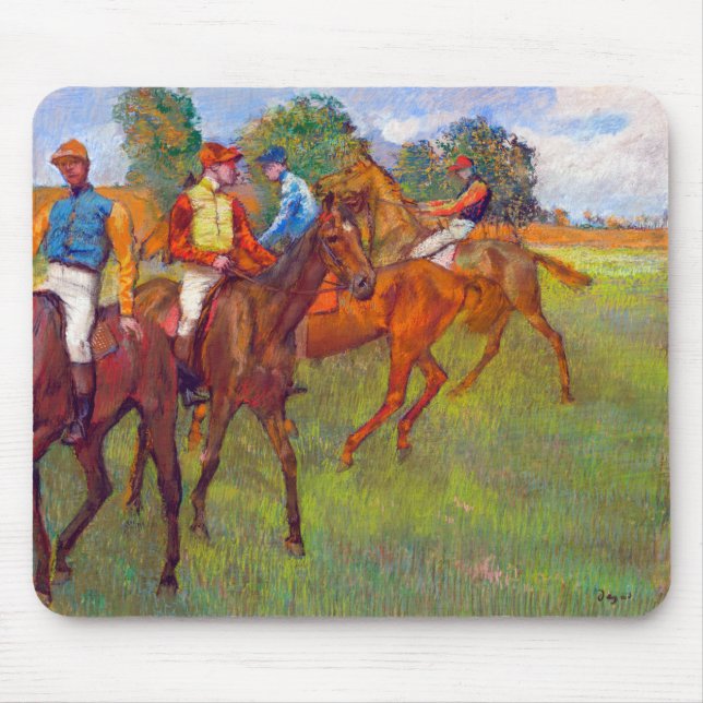Jockeys and Race Horses, Edgar Degas Mouse Pad (Front)