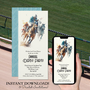 Jockeys and Racehorses Derby Party Invitation